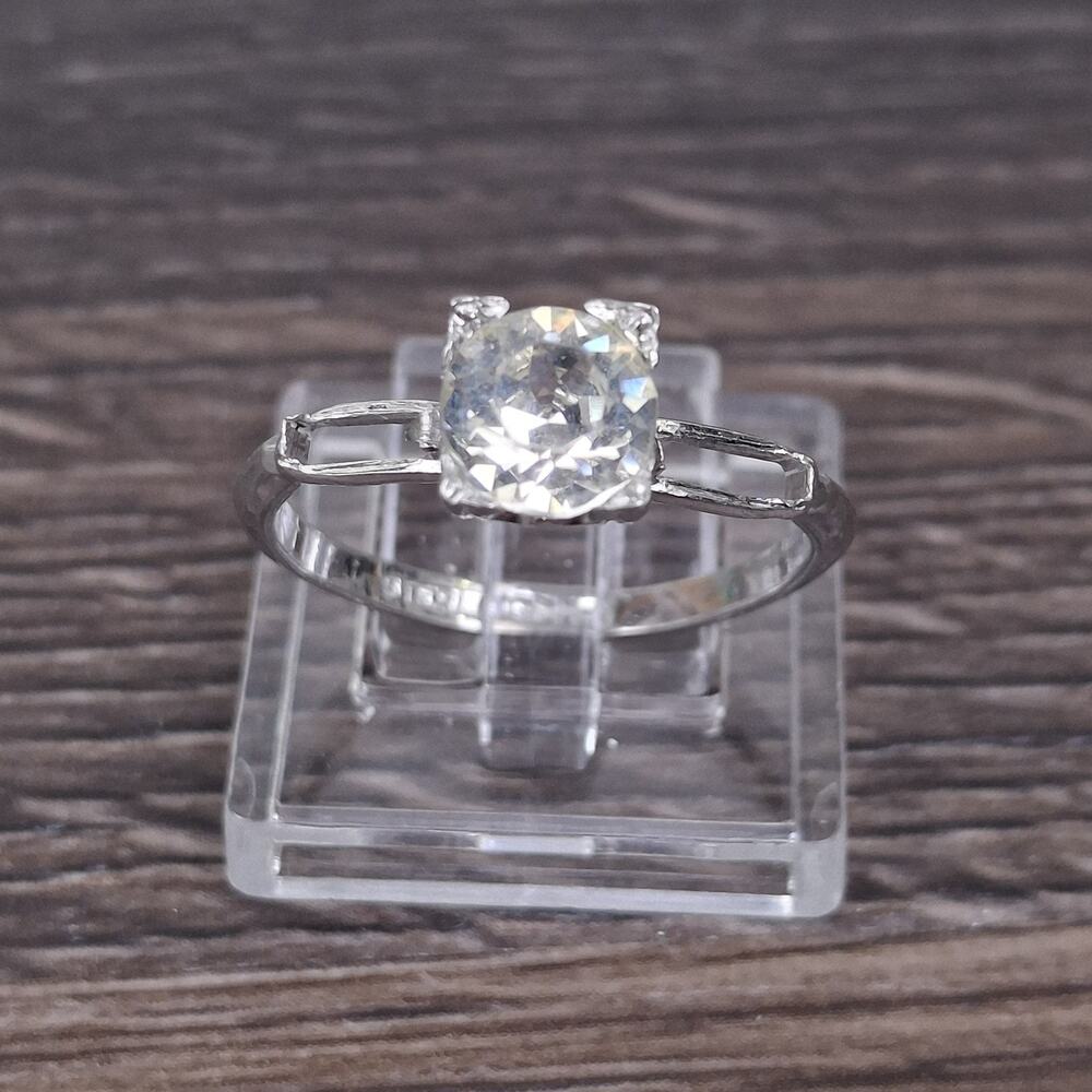 Vintage Michael Hill 925 Sterling Silver Cushion Cut CZ Solitaire Ring Size 7